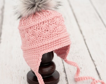 Easy Crochet Earflap Hat Pattern | DIGITAL PDF DOWNLOAD | Winter Hat Pattern for Baby-Adults | Crochet Hat Pattern with Ties