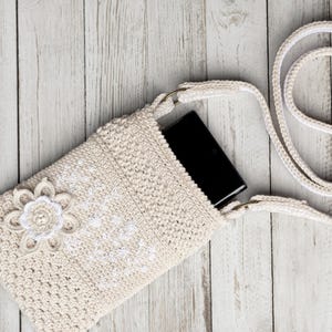Crochet Phone Bag Pattern, DIGITAL PDF DOWNLOAD, Mobile Phone Bag, Cell Phone Pouch, Crossbody Purse with Pocket