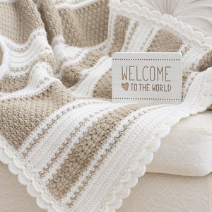 Crochet Baby Blanket Pattern | DIGITAL PDF DOWNLOAD | Throw Blanket, Crochet Afghan Baby-King Size Striped Afghan for Babies and Toddlers