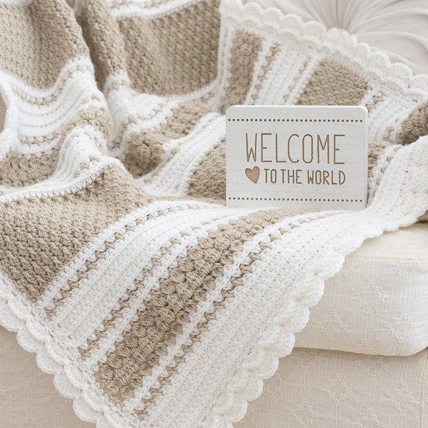 Crochet Baby Blanket Pattern, DIGITAL PDF DOWNLOAD, Baby-King Size Striped Afghan Throw for Babies and Toddlers