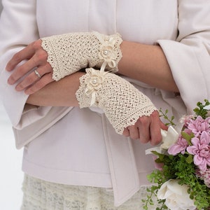 Crochet Lace Fingerless Gloves Pattern DIGITAL PDF DOWNLOAD Crochet Wedding Gloves Pattern, Texting Gloves, Adult Wrist Warmers Pattern image 1