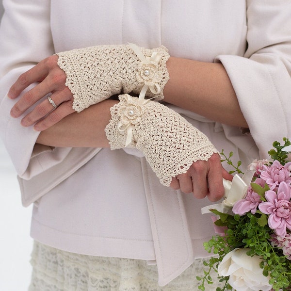 Crochet Lace Fingerless Gloves Pattern | DIGITAL PDF DOWNLOAD | Crochet Wedding Gloves Pattern, Texting Gloves, Adult Wrist Warmers Pattern