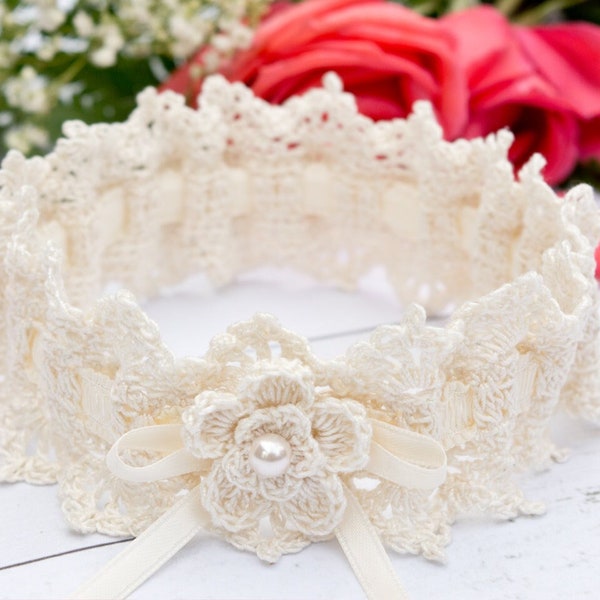 Crochet Bridal Garter Pattern | DIGITAL PDF DOWNLOAD | Vintage Style Lace Garter Pattern, Heirloom Wedding Garter Pattern, Crochet Garter