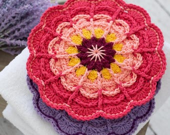 Crochet Washcloth Pattern: Kitchen Dishcloth, Flower Spa Cloth (Digital PDF Download)
