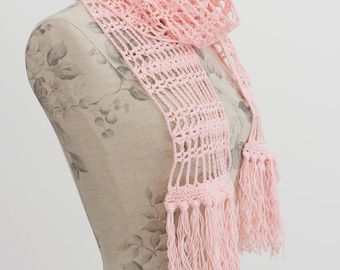 Easy Scarf Crochet Pattern | DIGITAL PDF DOWNLOAD | Summer Scarf Crochet Pattern for Women and Girls, Lacy Cotton Scarf For Beginners