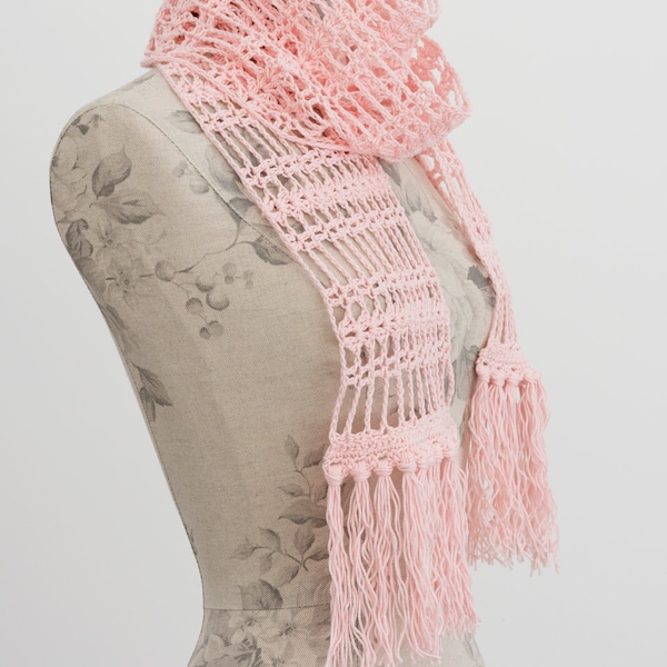 Easy Scarf Crochet Pattern | DIGITAL PDF DOWNLOAD | Summer Scarf Crochet Pattern for Women and Girls, Lacy Cotton Scarf For Beginners