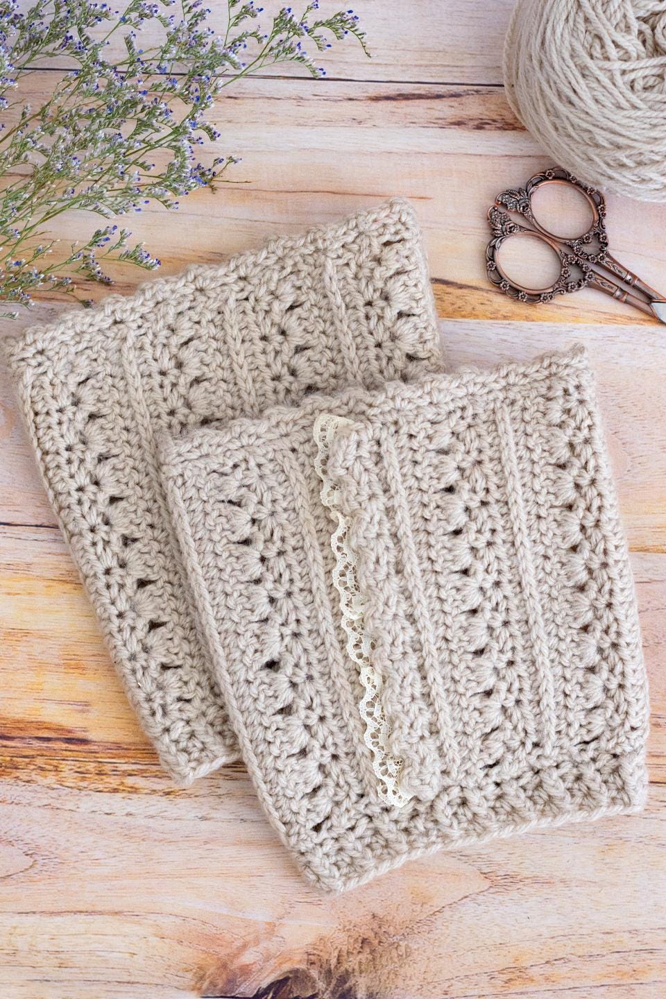 Crochet Boot Cuffs Pattern, DIGITAL PDF DOWNLOAD, Lace Boot