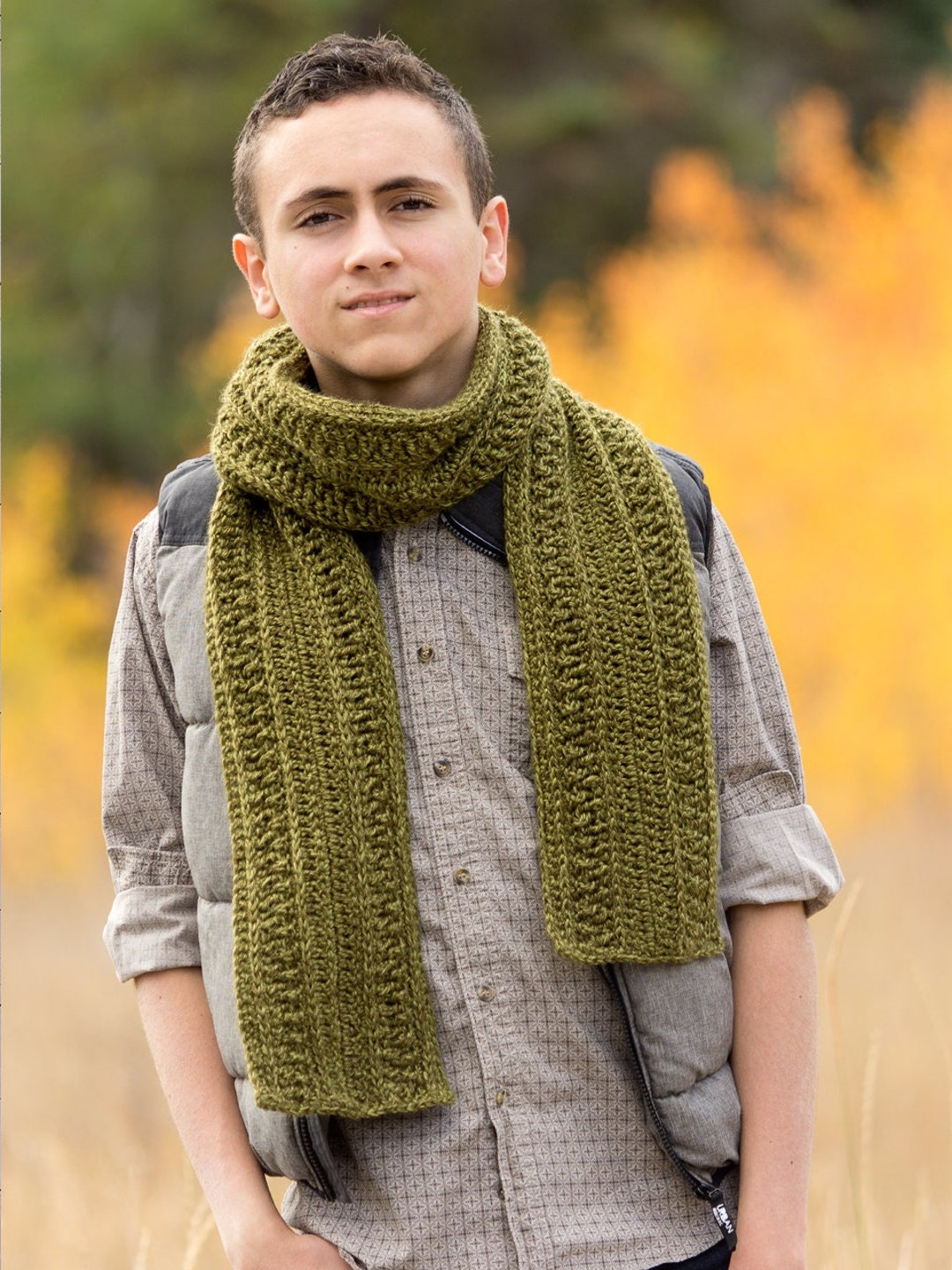 Double Crochet Bobble Scarf Crochet Pattern Double Crochet Mens Scarf  Crochet Pattern Super Bulky Yarn Easy, image size:1080x1440