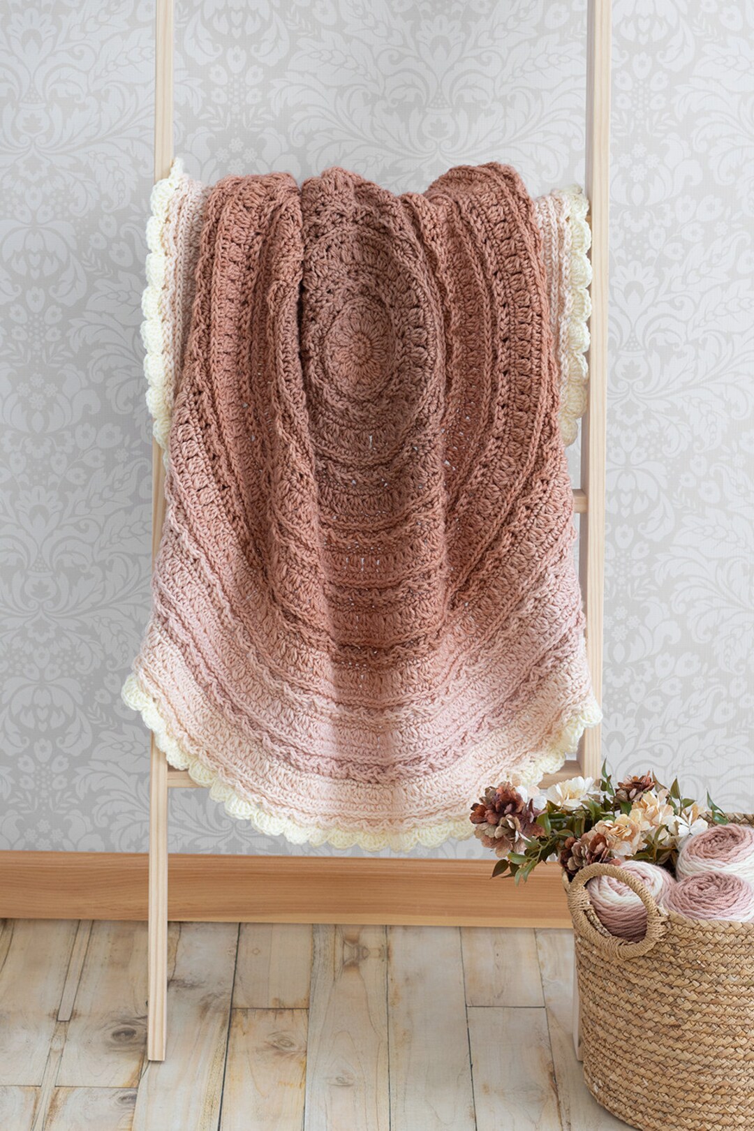 Round Baby Blanket Crochet Pattern DIGITAL PDF DOWNLOAD 12 Sizes Circle