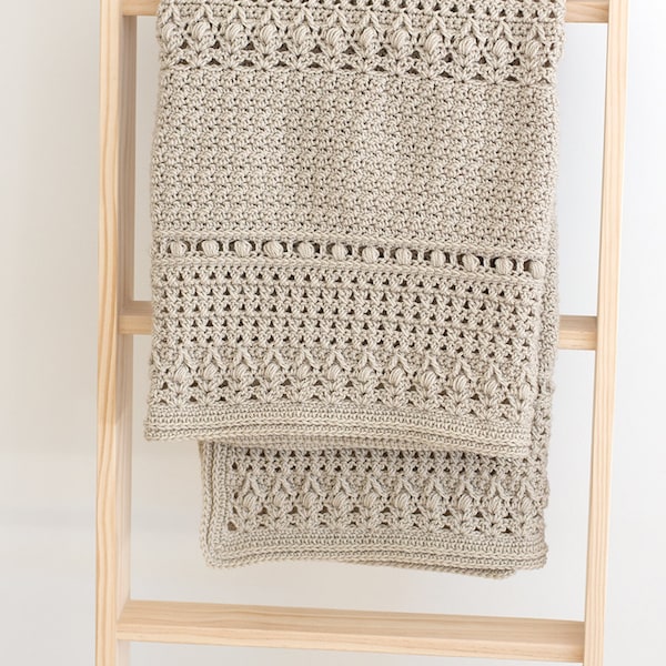 Crochet Baby Blanket Pattern | DIGITAL PDF DOWNLOAD | Throw Blanket in 8 Sizes | Classic Crochet Afghan Pattern, Cozy Modern Throw