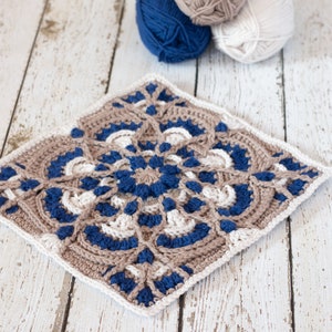 Crochet Square Pattern, DIGITAL PDF DOWNLOAD, 12-inch Afghan Block, 3D Floral Motif Blanket Square, Sampler Block, Textured Tile
