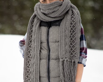Men's Crochet Scarf Pattern | DIGITAL PDF DOWNLOAD | Textured Crochet Scarf Pattern for Men, Warm Winter Scarf, Super Scarf Crochet Pattern