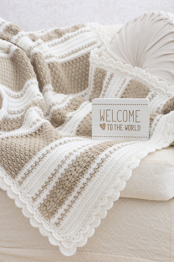 Crochet Blanket Pattern: Baby-King Size Striped Afghan Throw for Babies and Toddlers (Digital PDF Download)