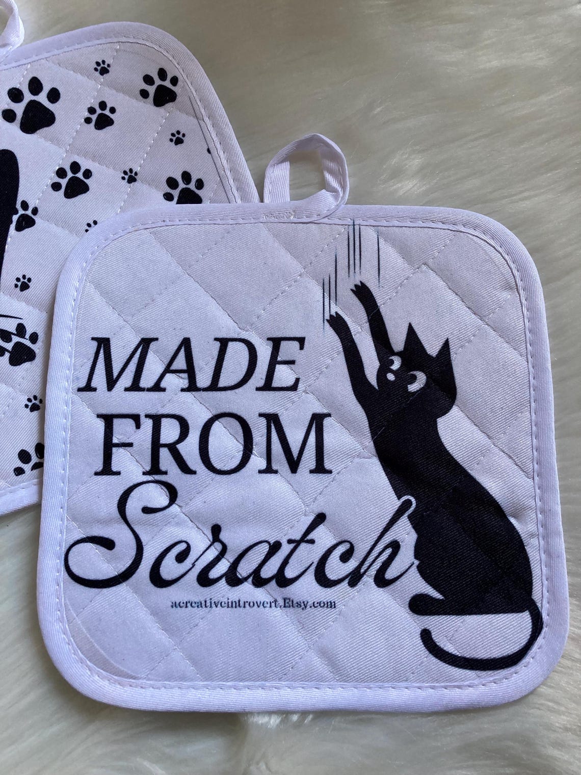 Made From Scratch Cat Pot Holder, Pot Holder Set, Cat Lover Gift, Baker ...
