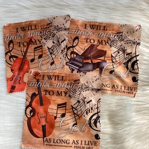 Microfiber Lens Cloth, I Will Make Music To My God, JW Psalm Music Gift, Cute Glasses Cleaner, Camera, Screen and Lens Wipe, Soft & Reusable