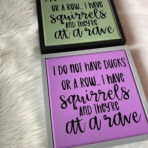 Squirrel Rave Sign I Don’t Have Ducks I Have Squirrels at A Rave, Modern Gray Wooden Sign ...