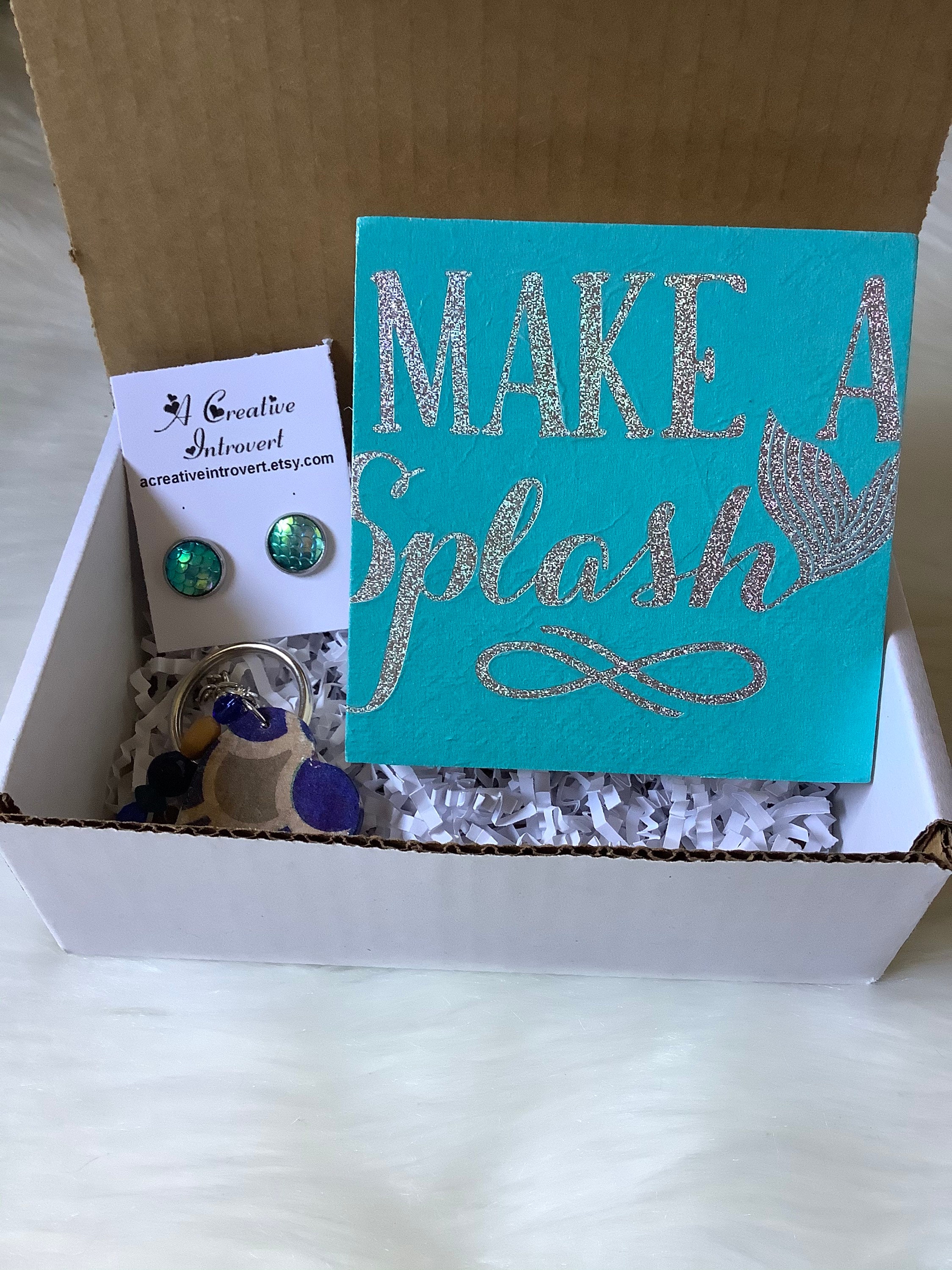Make A Splash Gift Box Coastal Decormermaid Keychain Ocean Etsy