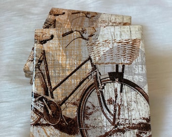 Paris Bike Coasters, Set of 4, Repurposed Coasters, Napkin Coasters, Tile Coasters, Vintage Coasters, Cozy Decor, Decoupage Coasters