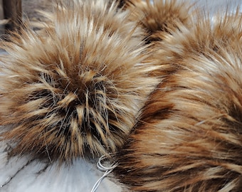 TUNDRA Faux Fur Pom Pom, Small Medium Large, Fake Fur Pom Pom, Soft Neutral Pom Pom, Vegan Friendly, Natural Color Cruelty Free Pom