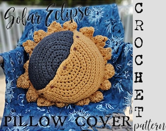 Solar Eclipse Pillow Crochet Pattern | Chunky Boho Home Decor (PDF Pattern)