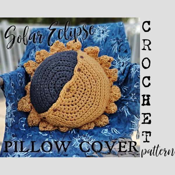 CROCHET PATTERN | Round Solar Eclipse Pillowcase | Chunky Crochet Home Decor DIY | Boho Sun Pillow Crochet Pattern | Gypsy Dreamer