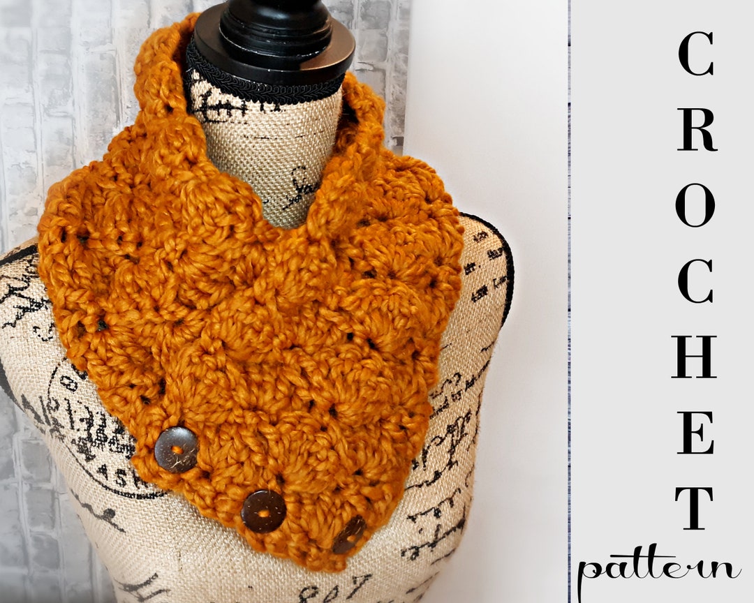 CROCHET PATTERN Shell Stitch Cowl Scarf Easy Chunky Crochet Cowl Super ...