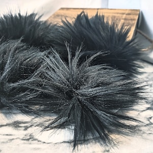 BLACK Faux Fur Pom Pom, Small Medium Large, Fake Fur Pom Pom, Black Pom Pom, Vegan Friendly, Fun Color Cruelty Free Pom