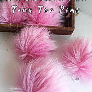 BUBBLEGUM Pink Faux Fur Pom Pom, Small Medium Large, Fake Fur Pom Pom, Bright Pink Pom Pom, Vegan Friendly, Fun Color Cruelty Free Pom