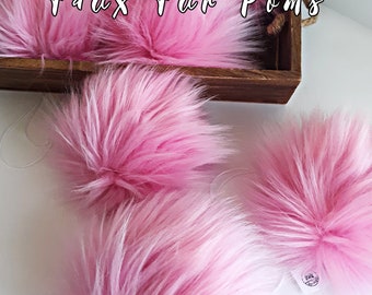 Bubblegum Pink Faux Fur Pom Pom, Vegan Friendly Craft Supply