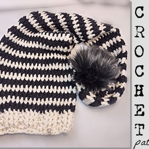 CROCHET PATTERN, Nikolai Stocking Cap, Super Chunky Extra Long Elf Hat Cowl, Baby - Adult Large/ US English Terms Only