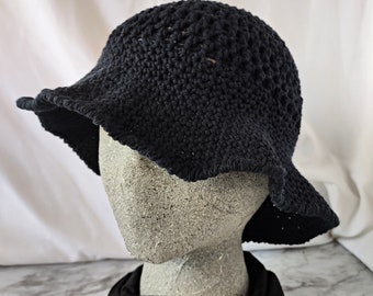 Teen Bucket Hat | Cotton Summer Sun Hat | Black Floppy Harvest Field Hat