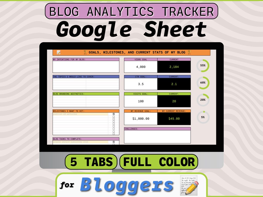 Google Sheet Analytics Tracker for Bloggers & Video Writers to Track ...