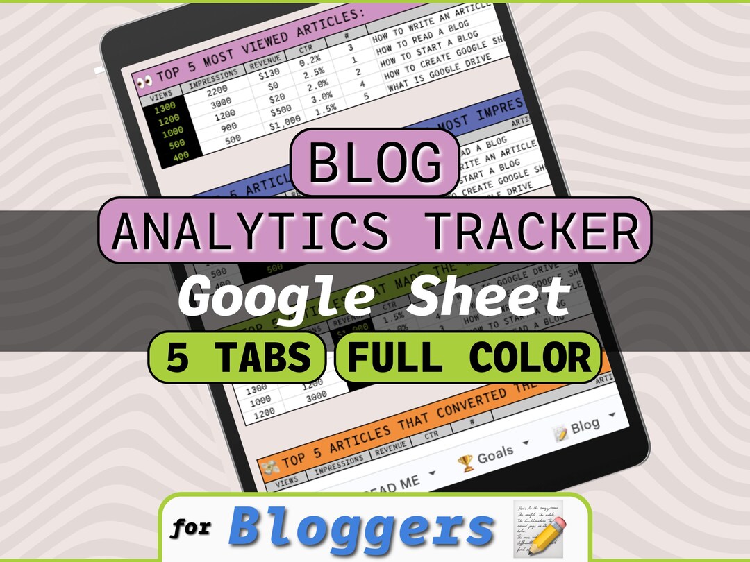 Blog Analytics Tracker: Google Sheet With Kpis (digital File) - Etsy