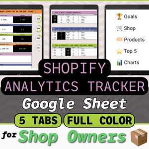 Shopify Analytics Tracker: E-Commerce Google Sheet (Digital Download)