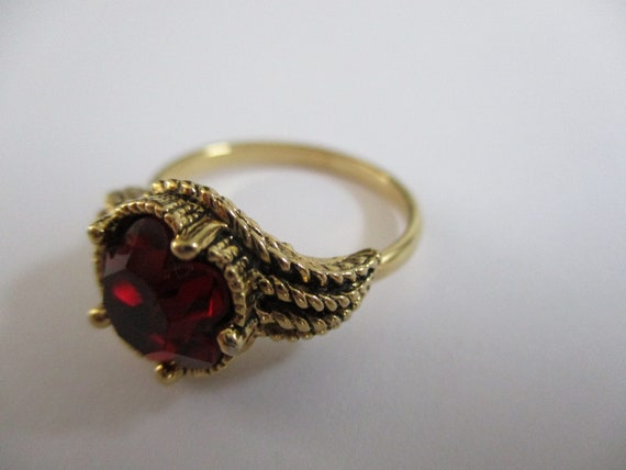 Ruby Red Faceted Stone Ring : - image 5