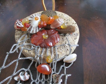 Red Agate, Cork And Fish Net Wall Art