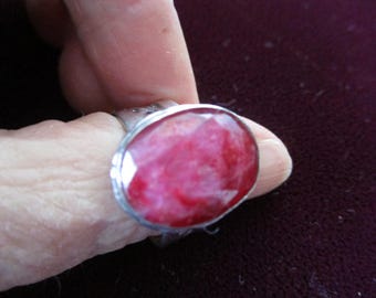 Vintage Ruby Sterling Silver Ring Size 7