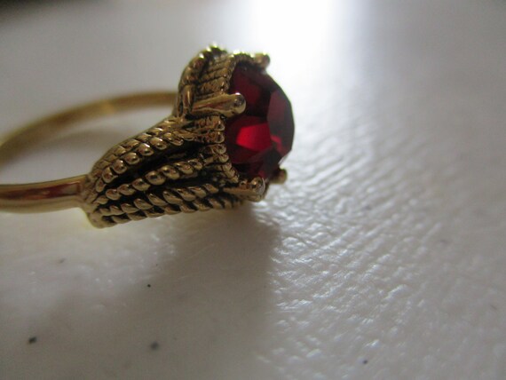 Ruby Red Faceted Stone Ring : - image 9