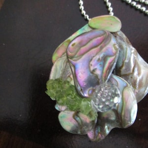 Polished Abalone And Peridot Necklace