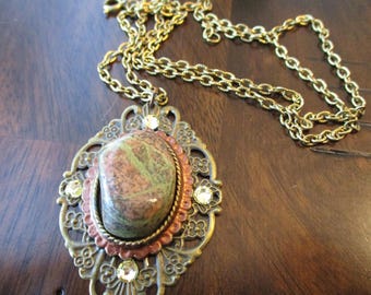 Unakite Beach Stone Necklace