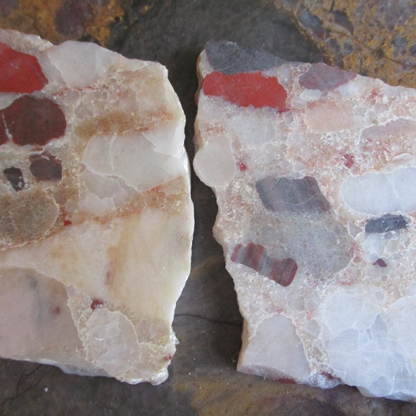 Two Raw Michigan Puddingstone Rock Slabs