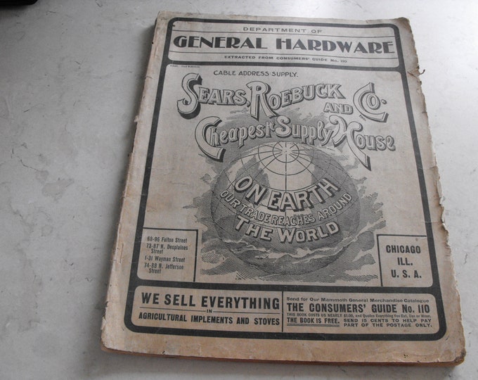 Early 1900s Sears Roebuck General Hardware Guide 110, Antique Tool