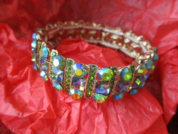 Aquamarine Blue Aurora Borealis Stretch Bracelet