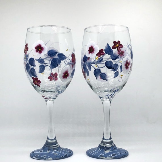 Painted Wine Glasses Housewarming Gift Gift for Her Pretty 