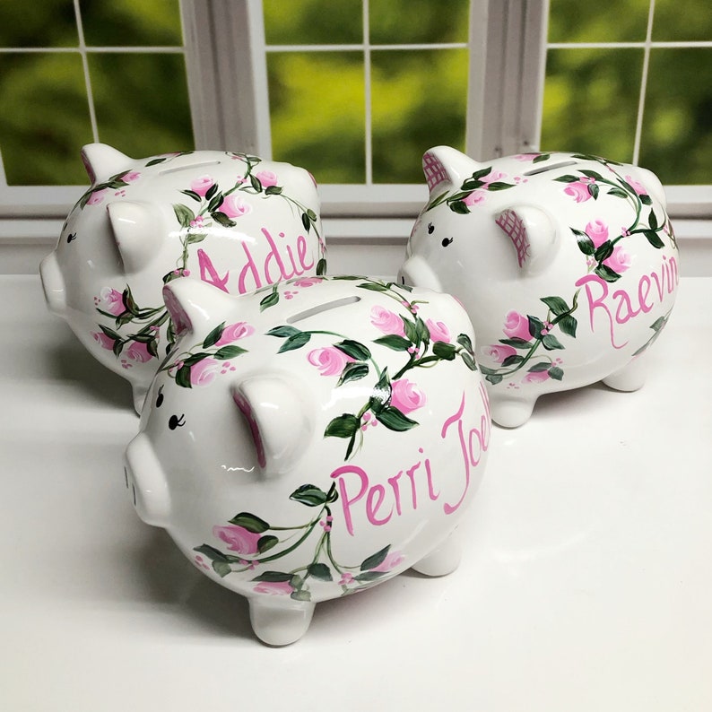 Personalized Bank, Custom Piggy Bank, New Baby Gift, Baby Shower Gift, Girls Piggy Bank, Newborn Gift image 9