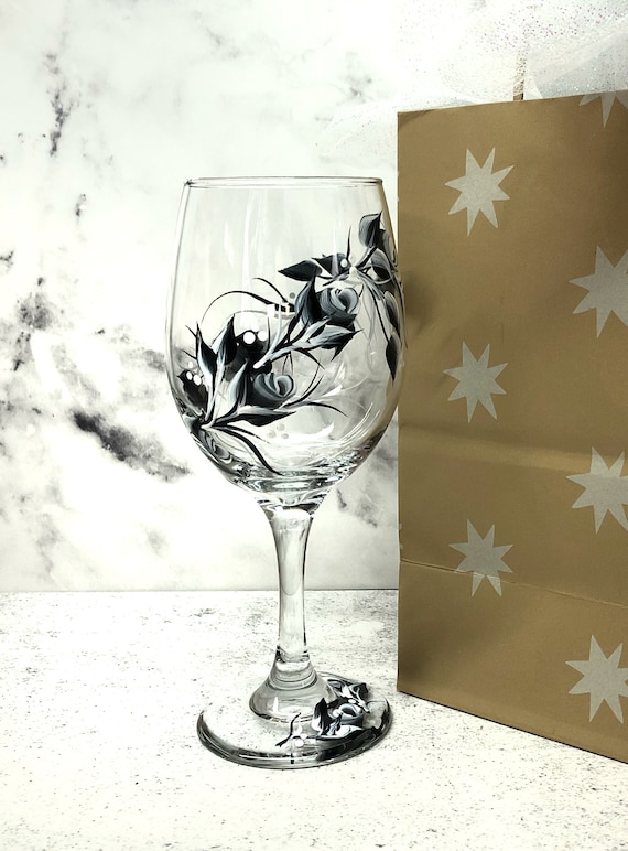 Painted Wine Glasses, Cute Wine Glasses, Newlywed Gift, Gift for