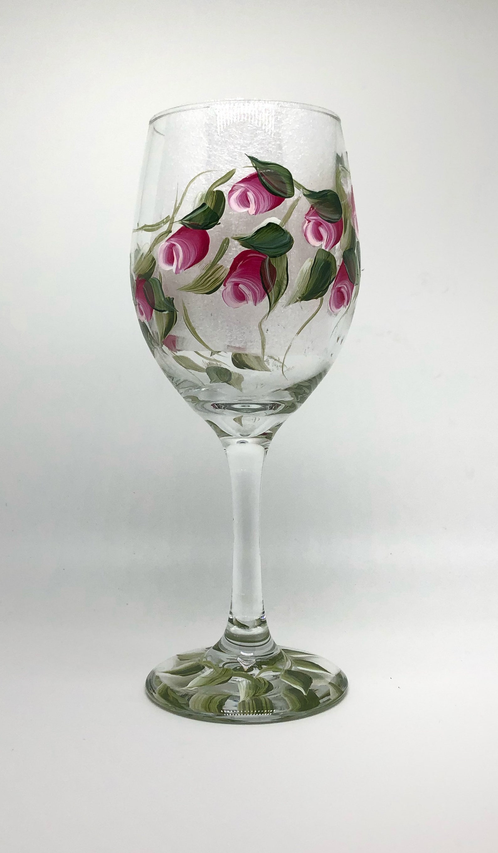 Pink Rose Wine Glass Rose on Wine Glass Painted Wine Glass Etsy