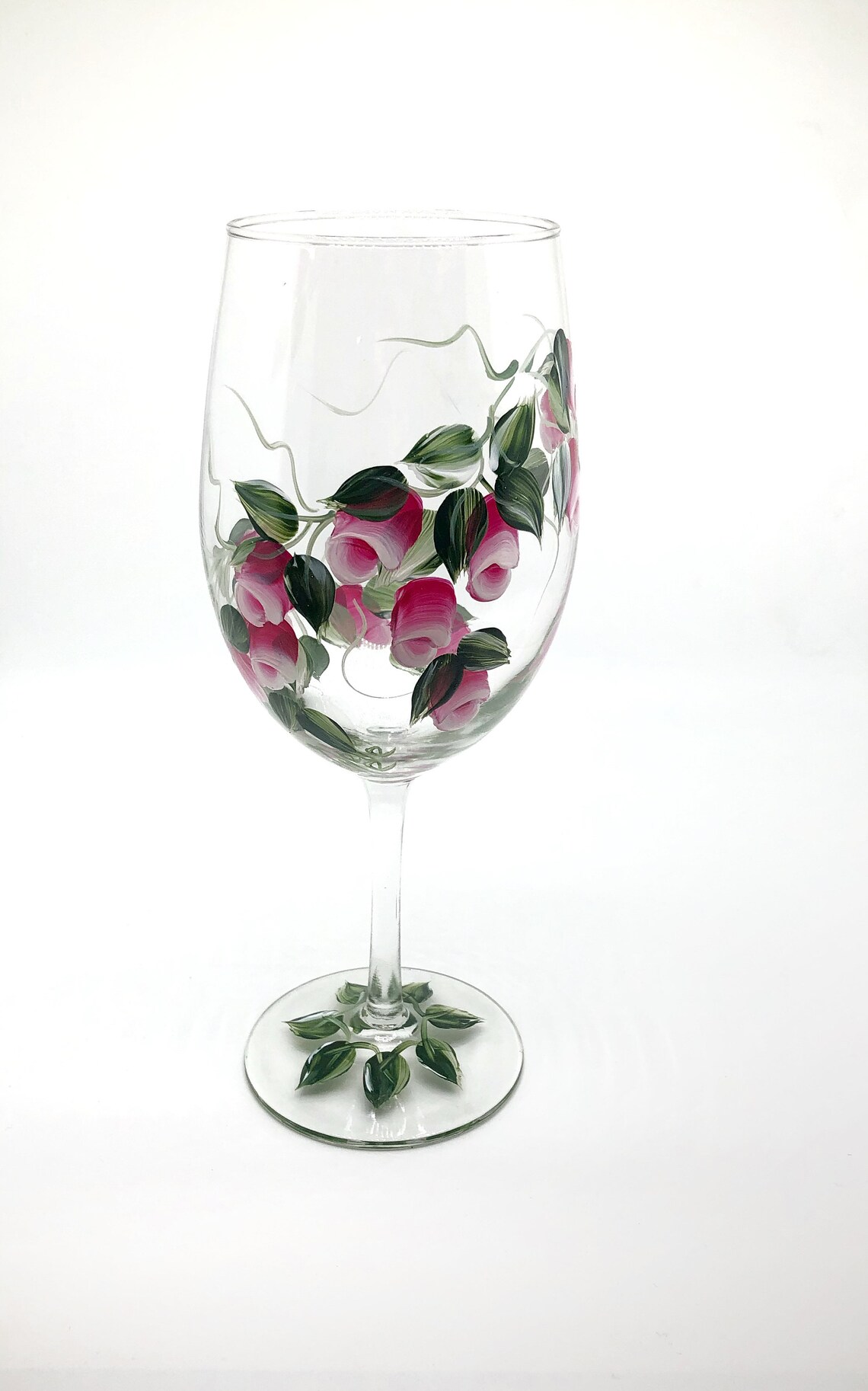 Pink Rose Wine Glass Rose on Wine Glass Painted Wine Glass Etsy