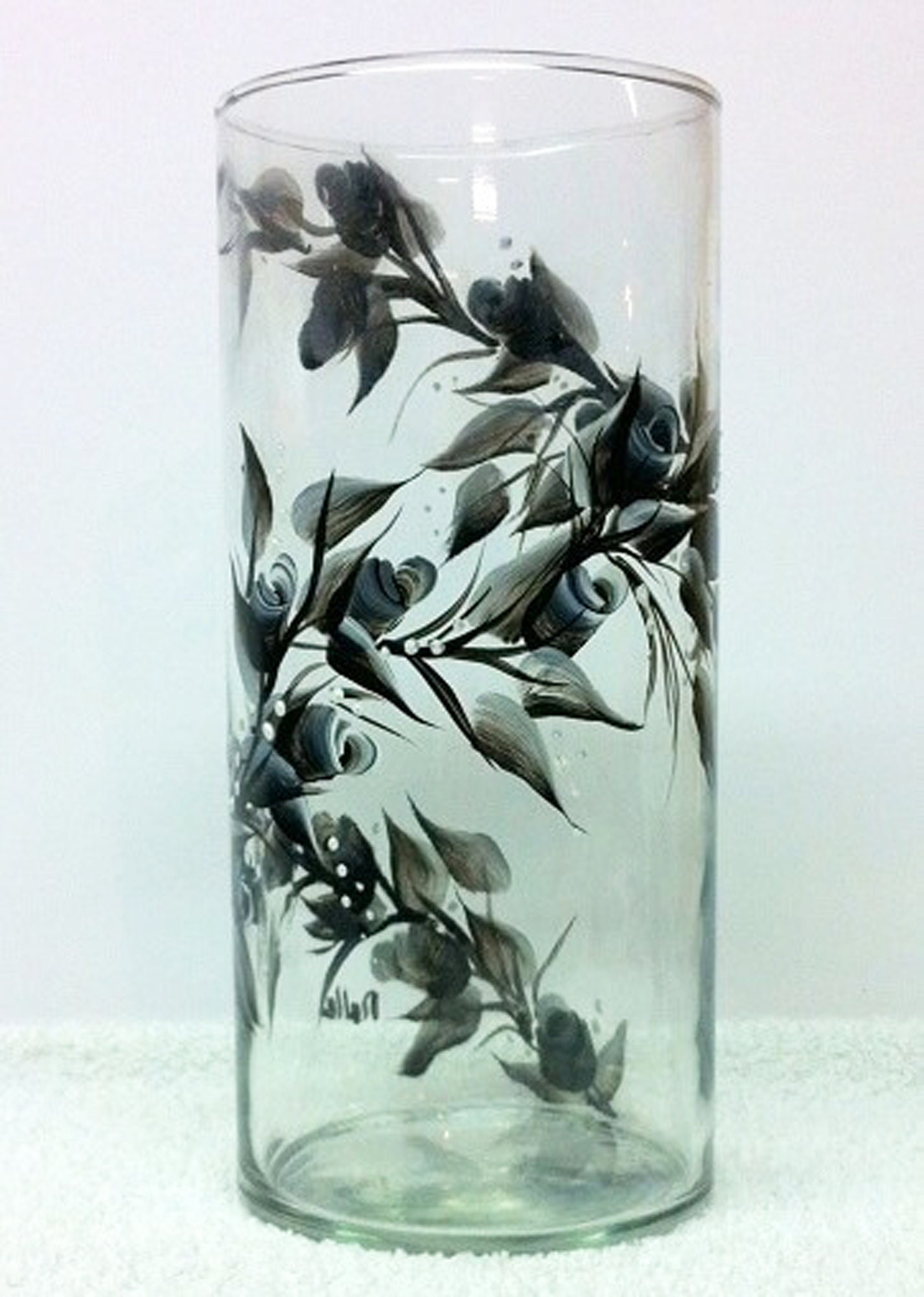 Black Rosebuds Vase, Decorative Gift For Mom, Friend Gift, Wedding Tall One Year Anniversary, Large Glass Vase