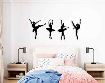 Ballet dancer silhouettes. Girls room decor. Ballet dancer cutout. Above the bed decor. Ballet Dancer Art - 4 Pieces. Bedroom Sign